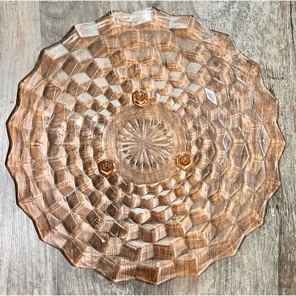 Indiana Glass Whitehall 3 Footed Early 60's Pink Depression Plate - Picture 4 of 5